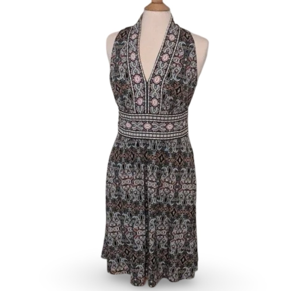 Maggy London Wisp Sleeveless Dress Petite Size 6 Boho Paisley Floral Vacation